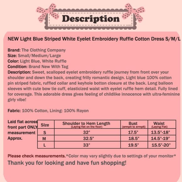 Blue Striped Cotton Eyelet Embroidery Ruffle Dress - Picture 8 of 8